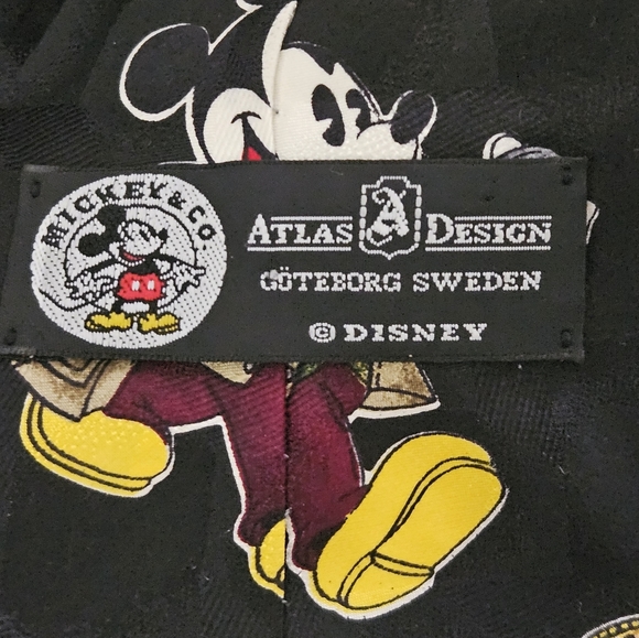 Mens Silk Novelty Neckties Atlas Design Goteborg Sweden Mickey Mouse Black - Picture 4 of 6